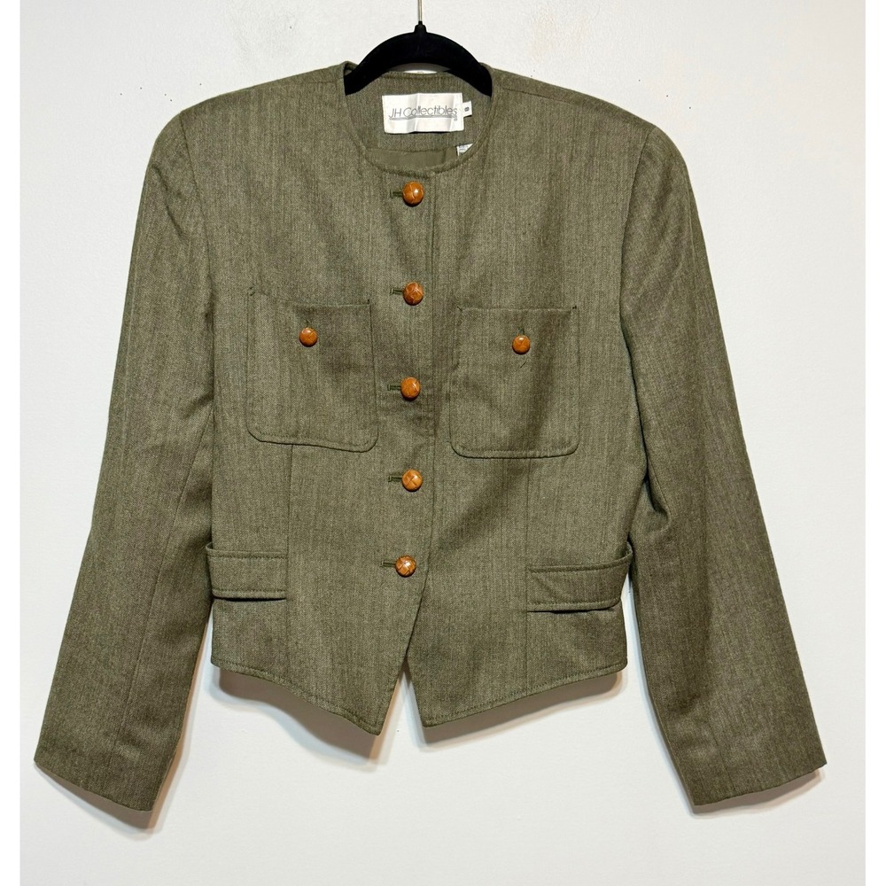 Vintage‎ JH Collectibles Military Chic Wool Jacket Women Sz 8 Old Money Academia